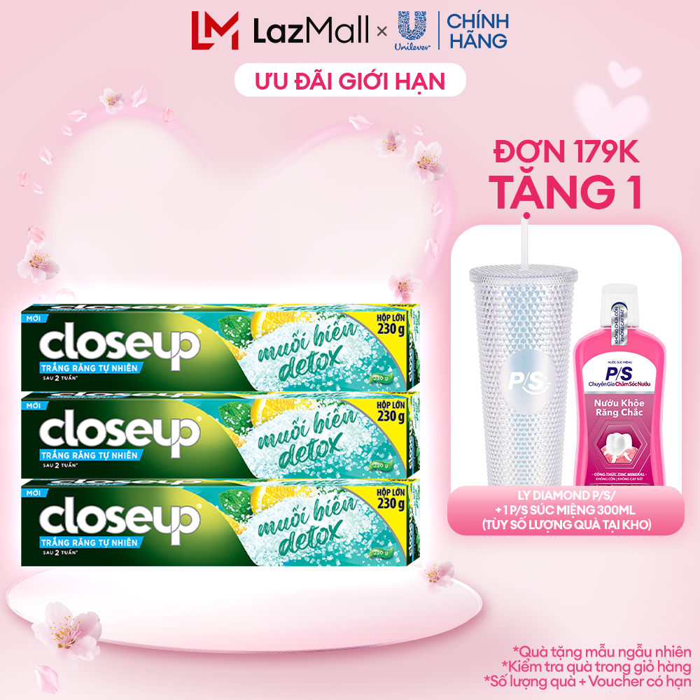 Combo 3 Kem Đánh Răng Closeup Giúp Làm Trắng Răng Tự Nhiên Sau 2 Tuần Với Chiết Xuất Chanh Và Muối B