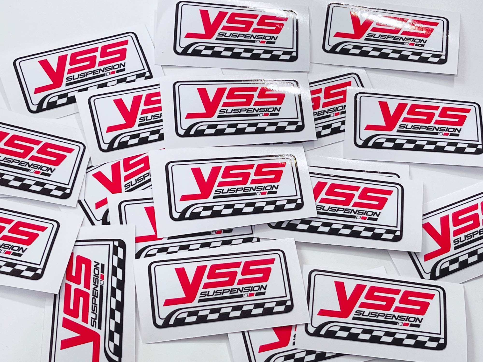 Tem dán chữ YSS size 6.5x3.3cm có sẵn keo, không thấm nước dán trang trí xe máy, laptop…