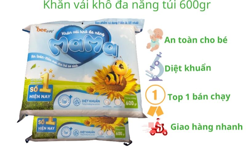 Combo 5 sản phẩm khăn vải khô đa năng mama 600 gram