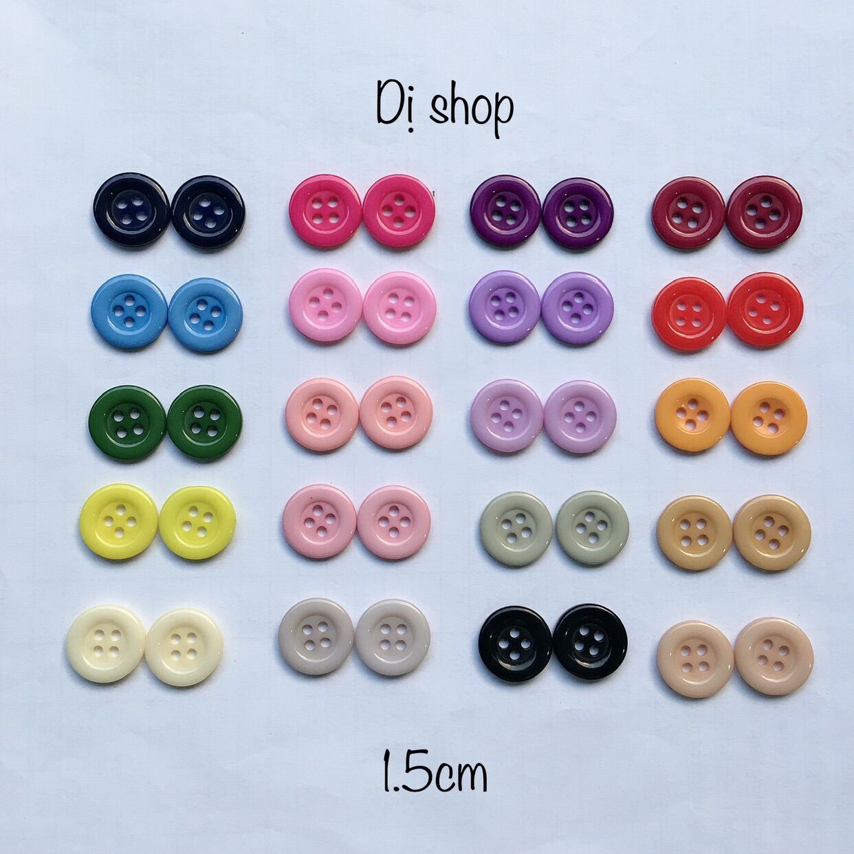Gói 50 nút quần tây size 1.5cm nhiều màu