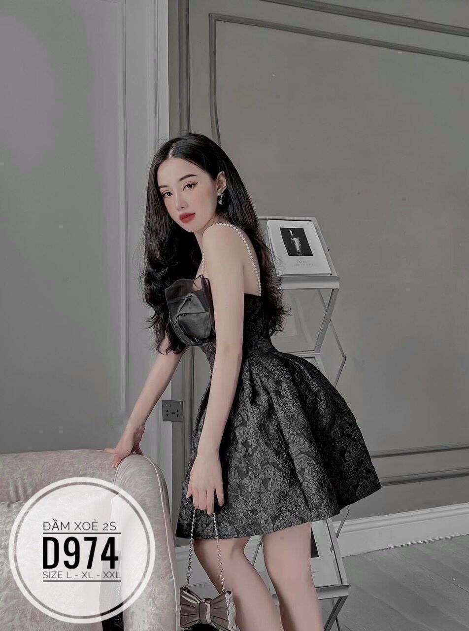 [Ảnh thật] 60-90KG BIGSIZE ĐẦM TIỆC XOÈ 2S D974