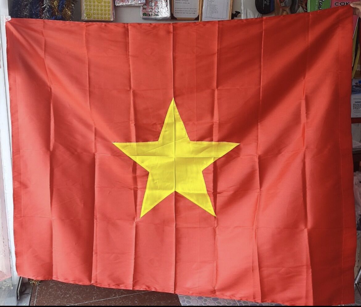 Lá Cờ Đảng, Cờ Búa liềm vải Phi bóng, size 1x1,4met