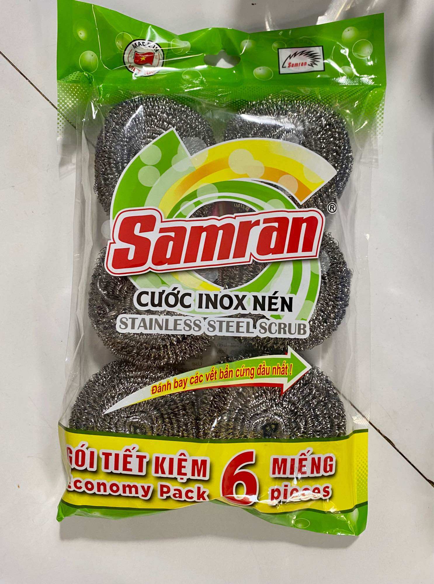 🦞Combo 3 Miếng Chà Nồi SamRan, cước INox nén siêu Dày