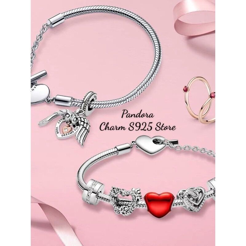 CHARM PAN ALE TIM ĐÔI ĐÍNH ĐÁ BẠC S925 CAO CẤP