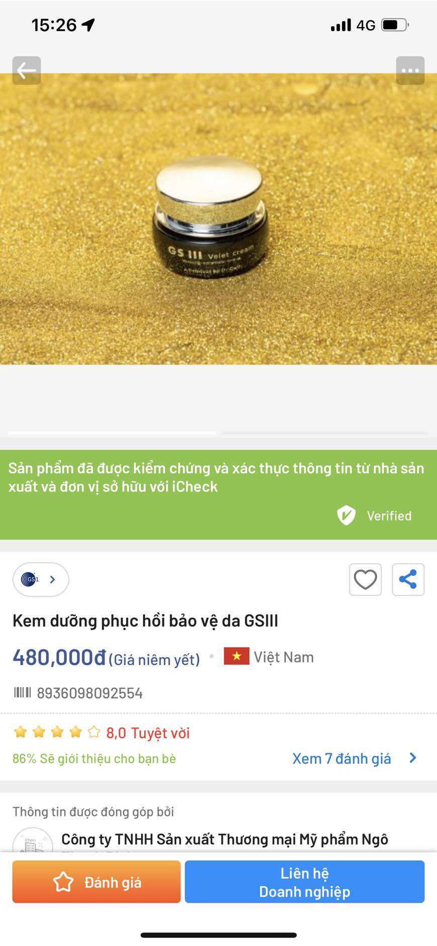 Kem Ngày GSIII DR CELL 30gram