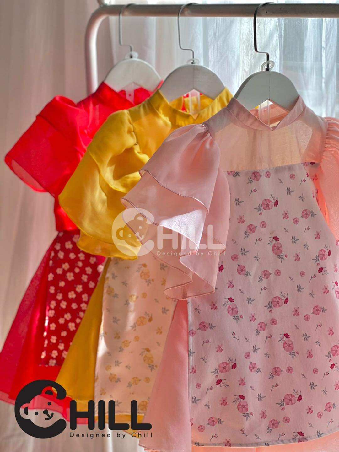Áo dài cách tân hoa nhí cho bé 8-26kg