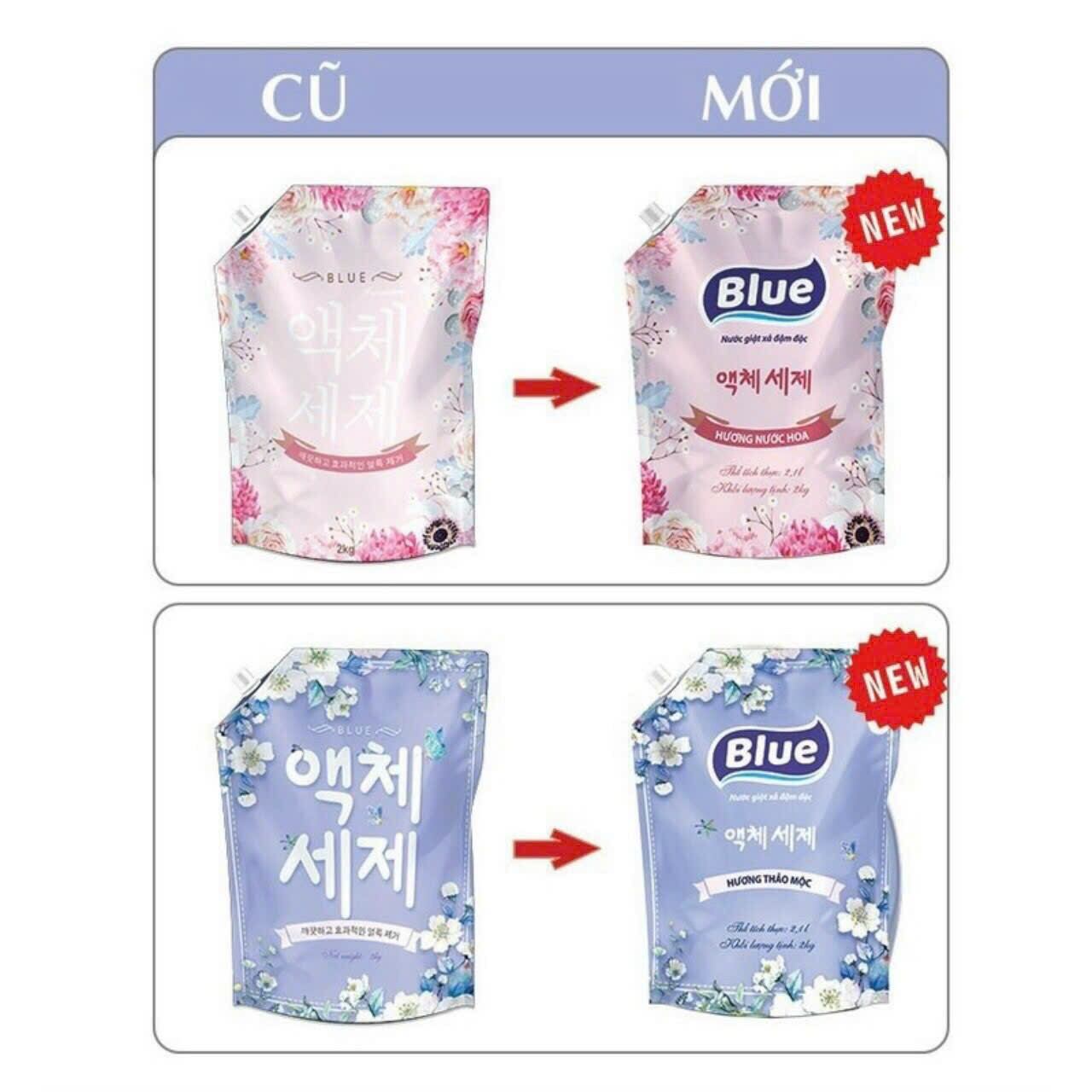 Nước giặt Blue Hàn Quốc Hương Hoa túi 2L