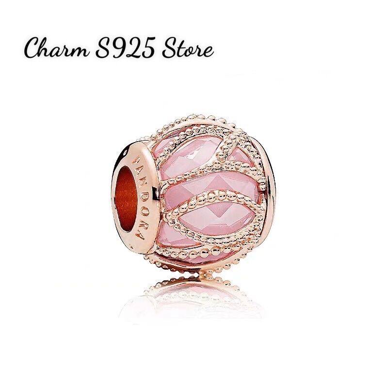 Charm pan ale vàng hồng hạt thuỷ tinh ốp viền galaxy bạc s925 hàng cao cấp