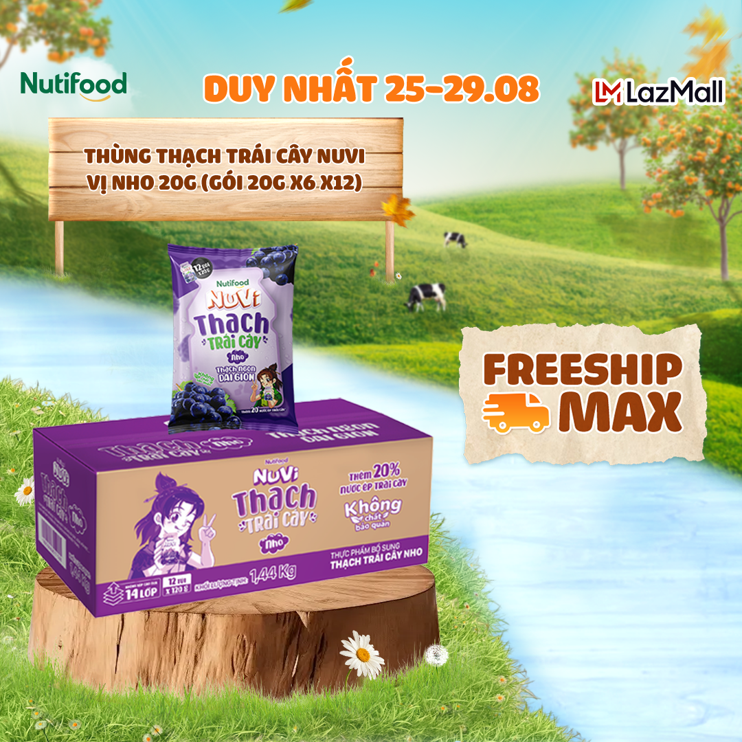 Thùng thạch trái cây nuvi vị nho 20g -