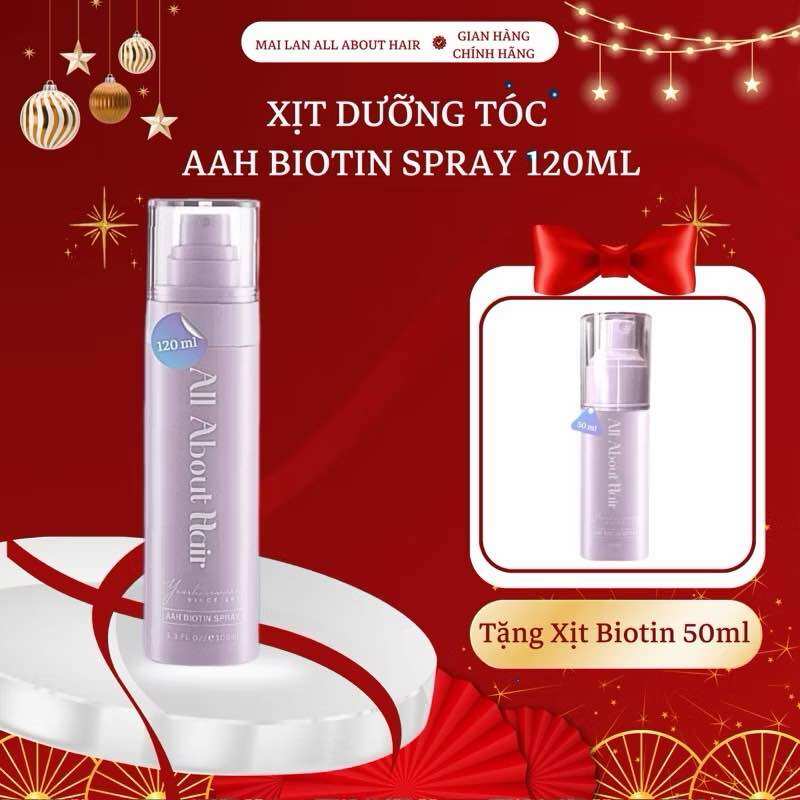 [Tặng chai 50ml] XỊT DƯỠNG TÓC BIOTIN VEGAN ALL ABOUT HAIR 120ml