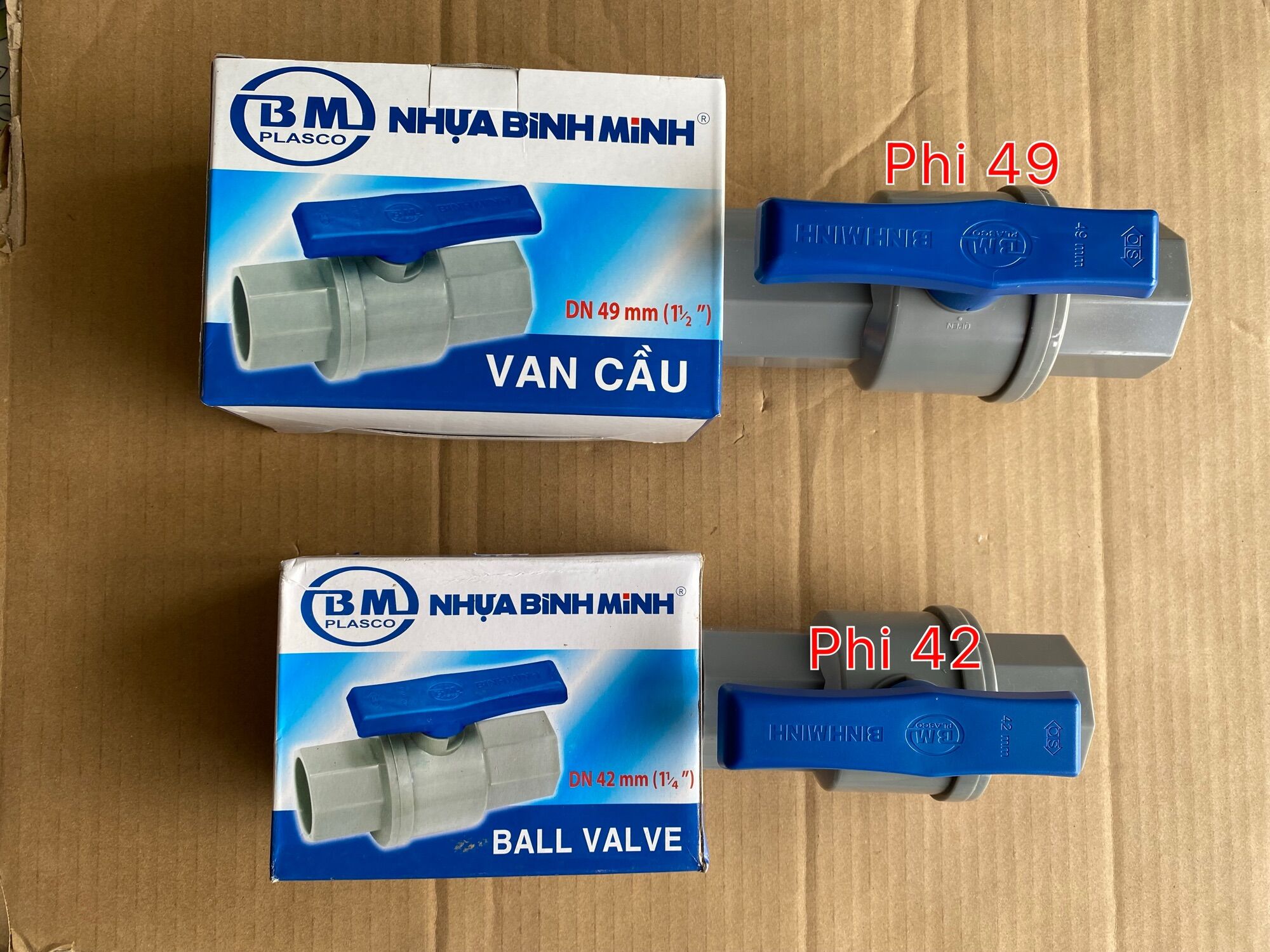 Van khoá pvc bình minh phi 42, 49