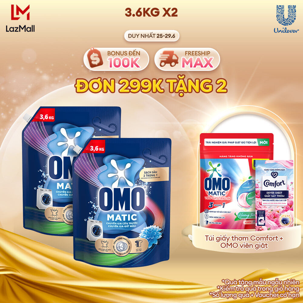 Combo 2 túi Nước giặt OMO Matic túi 3.6kg/3.9/4.1 kg