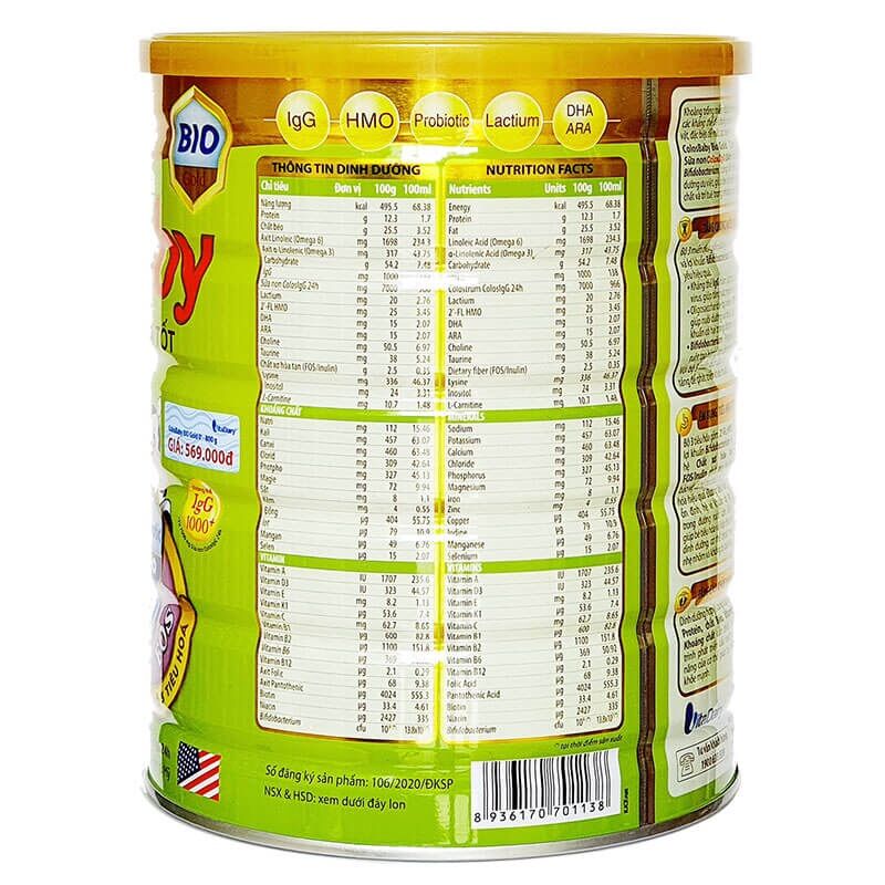Sữa COLOSBABY BIO Số 0+ 800gr (Date mới nhất)