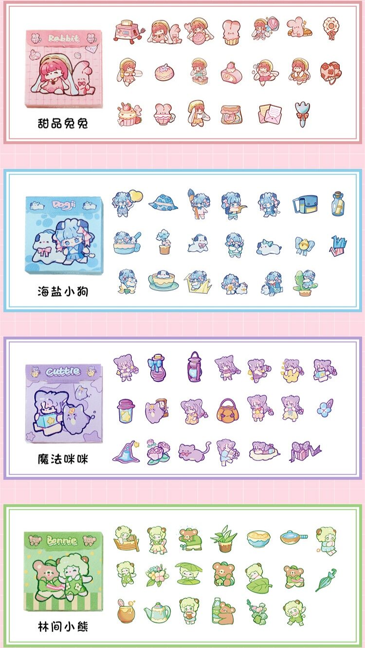 Hộp 40 hình dán sticker chibi dễ thương