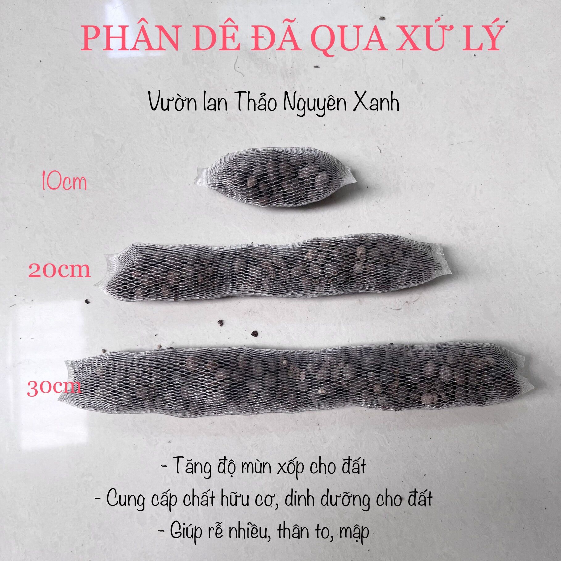 Phân dê đã qua xử lý đóng gói túi lưới
