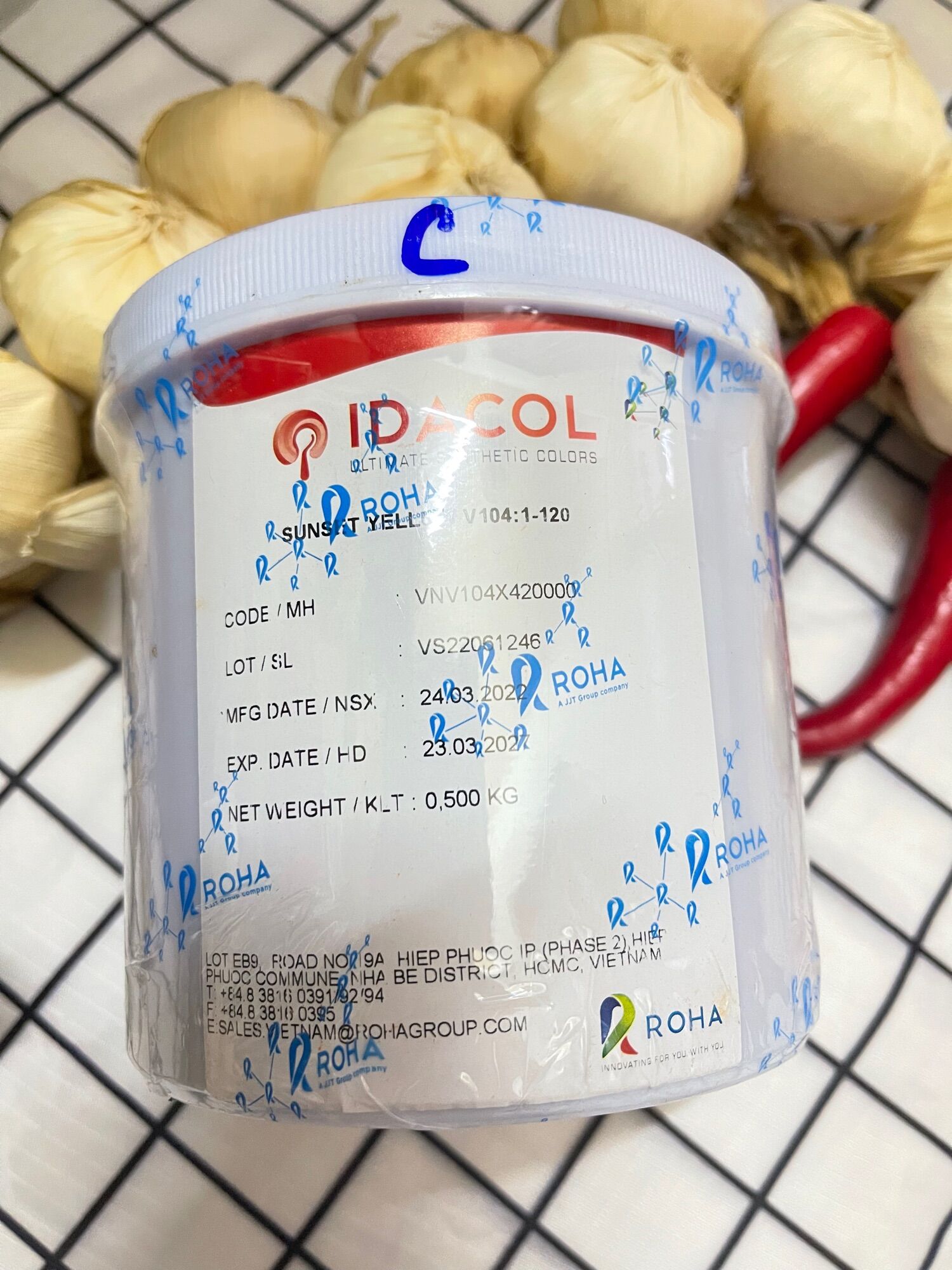 Bột màu gạch tôm / màu thực phẩm idacol 500gram
