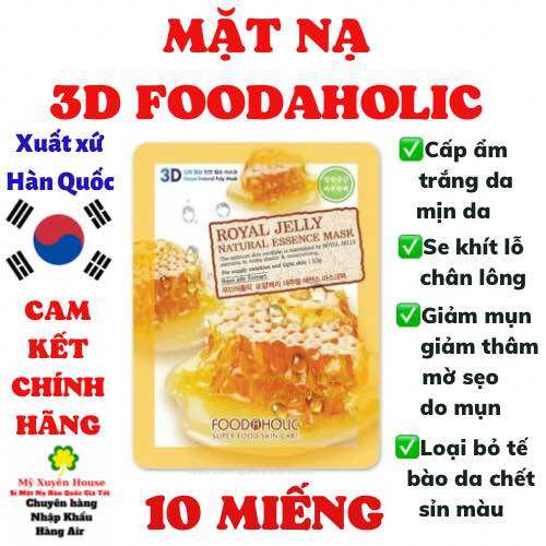 Mặt nạ 3d foodaholic mật ong hàn quốc chính hãng 10 miếng