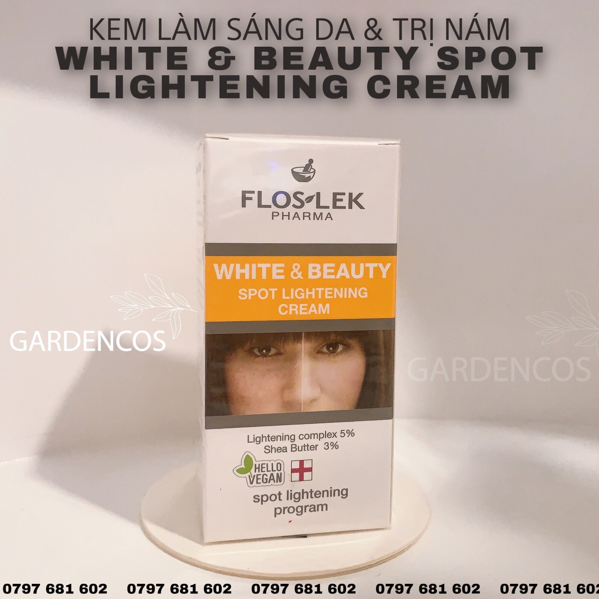 Kem Cấp Ẩm Hỗ Trợ Làn Da Không Đều Màu Floslek - White &amp; Beauty Spot Lightening Cream