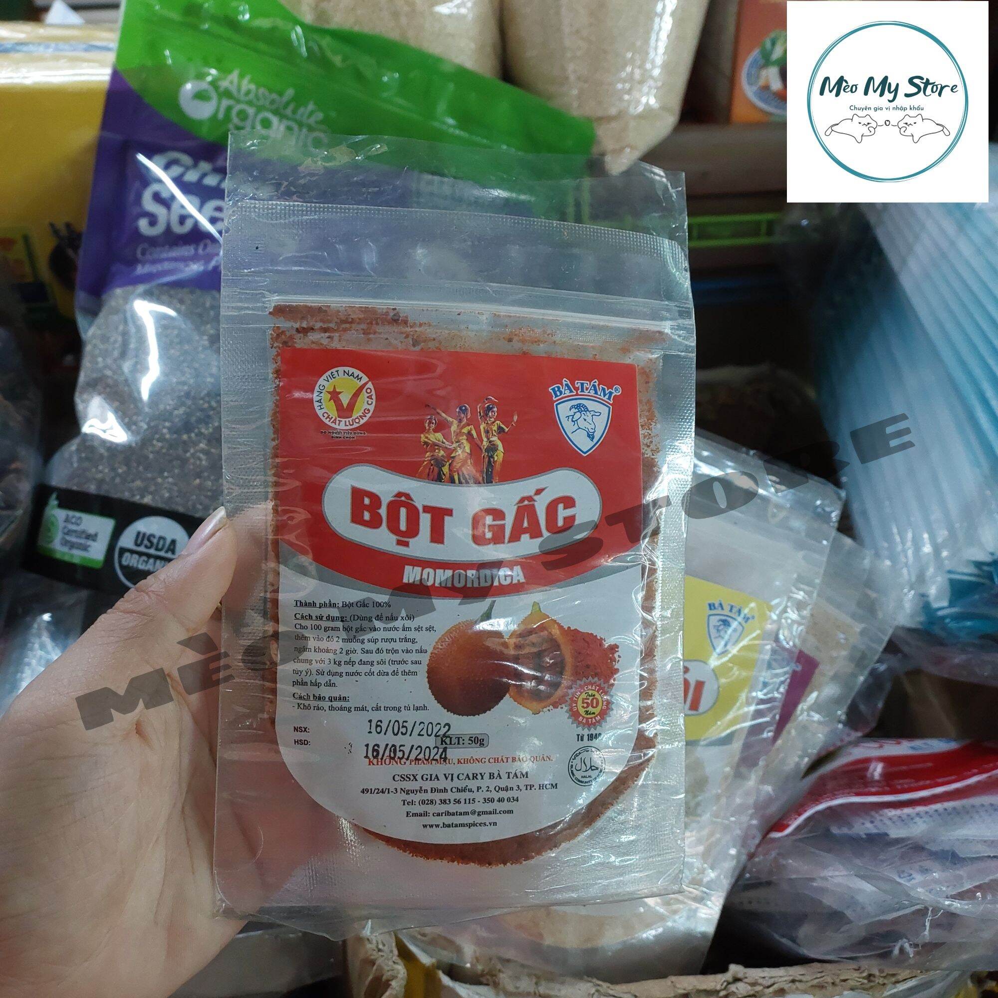 50gram Bột Gấc Nguyên Chất Hiệu Bà Tám gói siêu tiện lợi