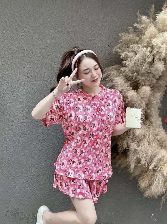 Set bộ đùi dập li hình mới mã siêu đẹp_ đồ bộ nữ