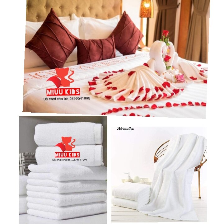 Khăn Tắm Trắng Gấp Thiên Nga Trang Trí Giường Cưới
