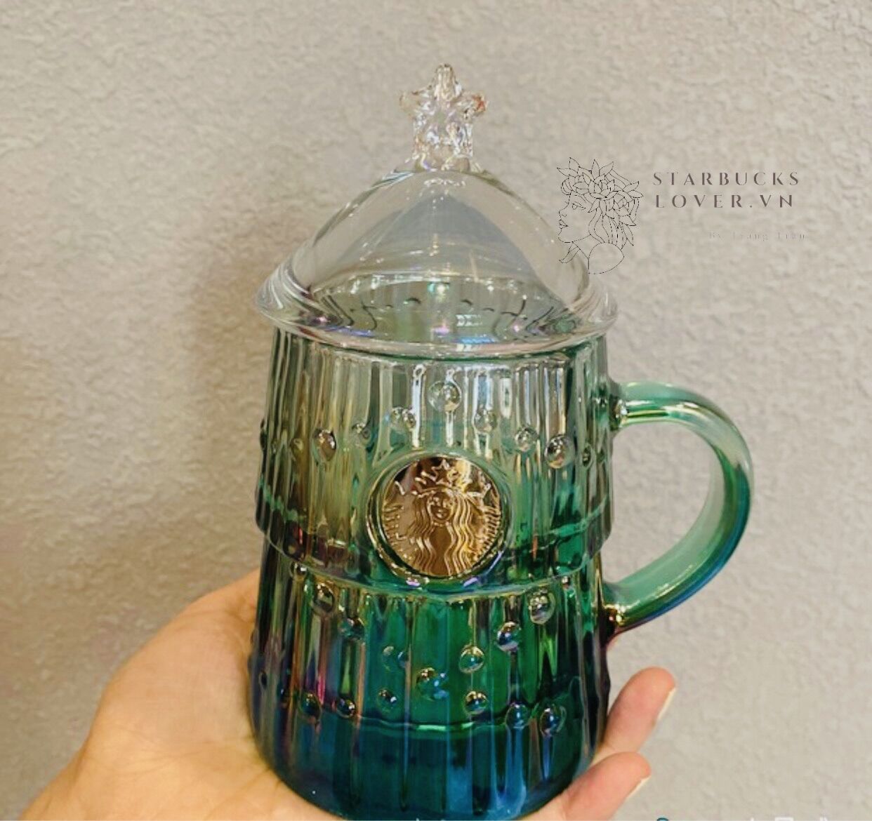 |chính hãng| bình starbucks thuỷ tinh cây thông noel 310ml