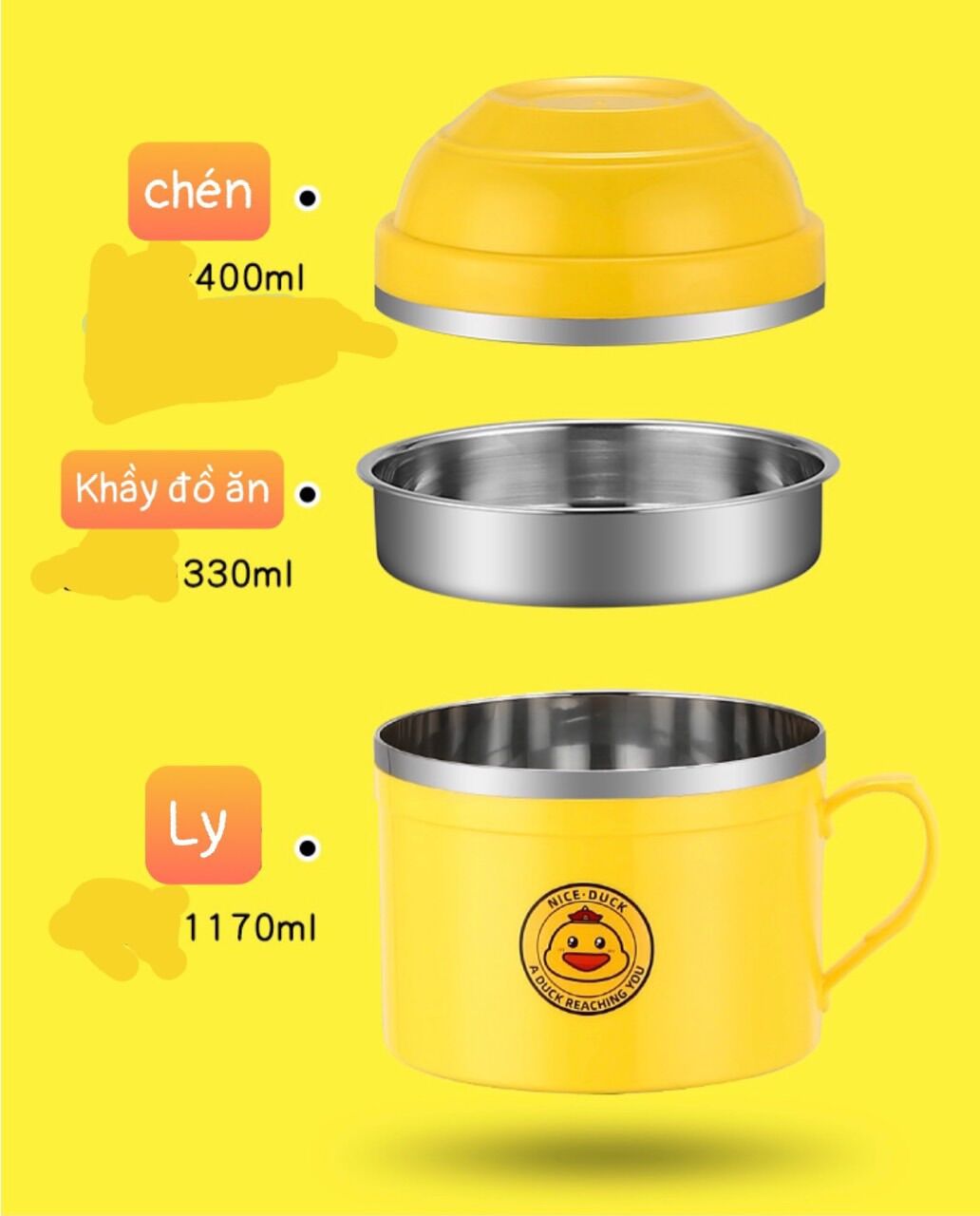 Chén 2 lớp inox 304 3 in 1