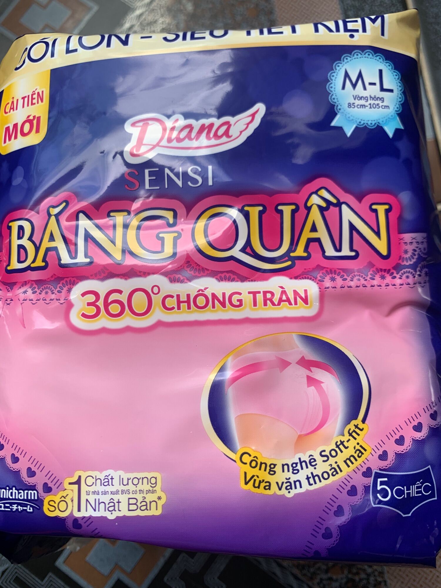 Combo 5 Gói (Mỗi gói 5 Chiếc) Băng Vệ Sinh Diana Sensi Băng Quần size M-L (Diana Sensi Dạng Quần) Mỗi gói 5 miếng- HSD luôn mới