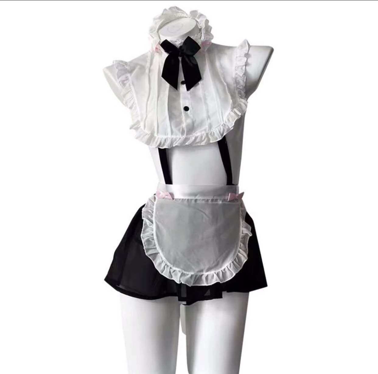 Váy cosplay cô hầu liền thân phối nơ đồ ngủ quyến rũ
