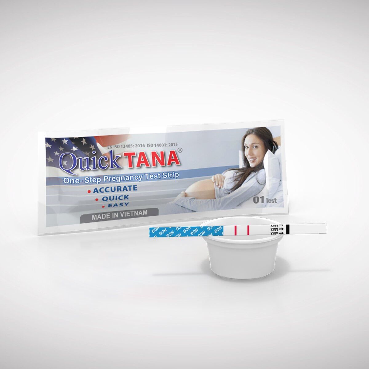 [CHÍNH HÃNG] Que thử thai Quicktana HCG Pregnancy Test Strip dụng cụ phát hiện thai sớm, chính xác (Tanaphar) [CHE TÊN]