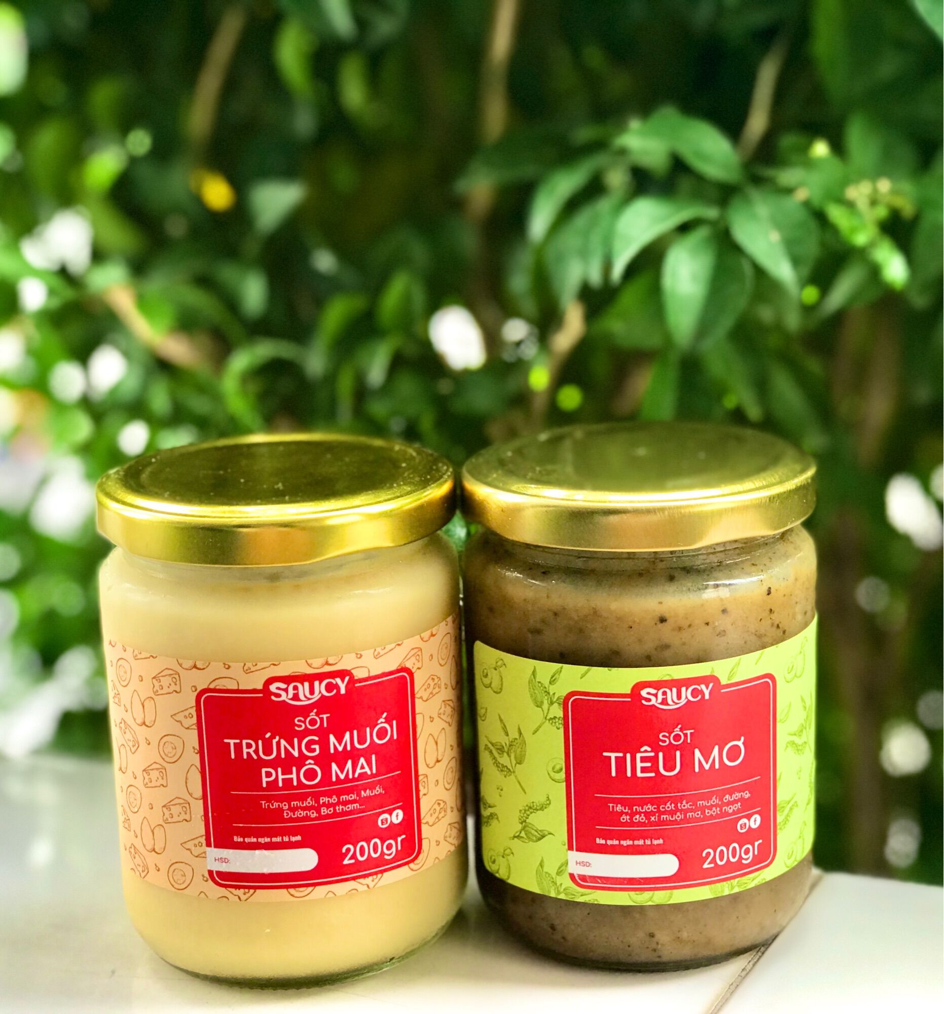 Combo 1 sốt trứng muối phô mai saucy 200gr + sốt tiêu mơ saucy 200gr