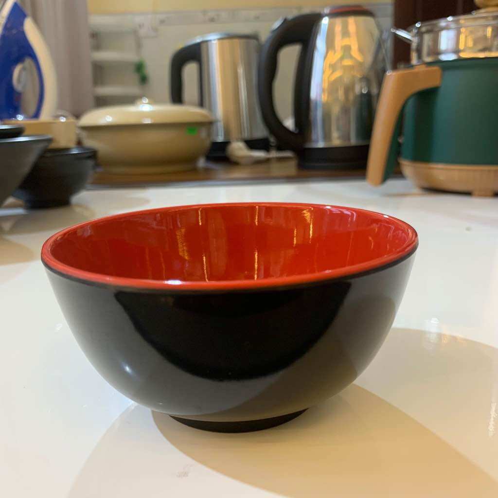 Chén nhựa - Bát nhựa - Chén cơm - Chén quán nhậu nhựa melamine cao cấp 2 lớp đỏ đen - chén nhựa đen 11.2 cm
