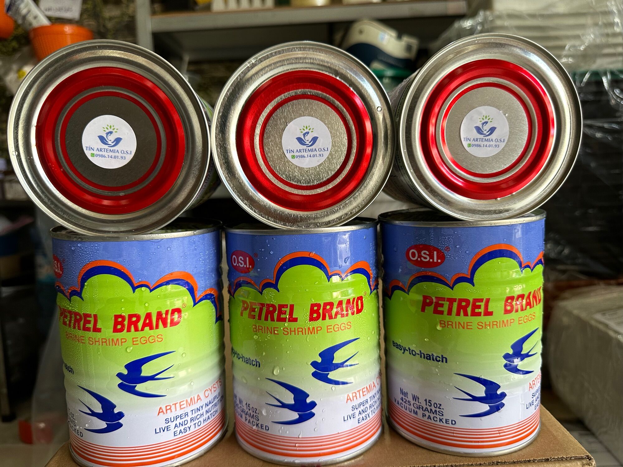 Trứng Artemia Mỹ O.S.I Con Én Vòng Đỏ Loại 1, Chiết Lẻ HỦ 50G - Độ Nở 95%