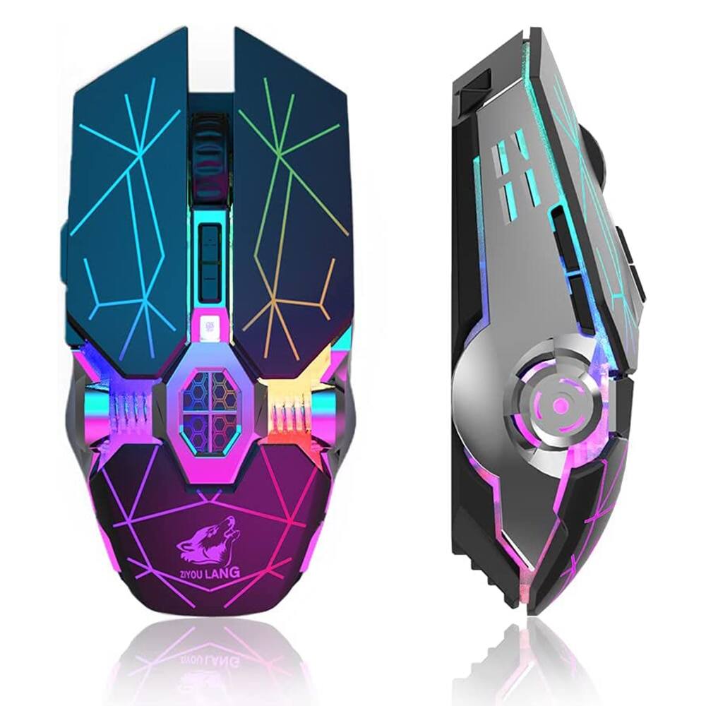 Không dây chuột chơi game có thể sạc lại RGB đèn có thể điều chỉnh DPI yên tĩnh bấm vào tự động ngủ Ergonomic cho chơi game hoặc làm việc