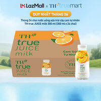Thùng 24 chai nước uống sữa trái cây TH true JUICE milk cam tự nhiên 300 ml (300 ml x 24)