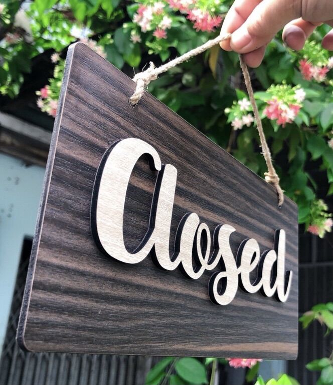 Bảng gỗ Open - Closed 2 mặt treo tường Decor Vintage