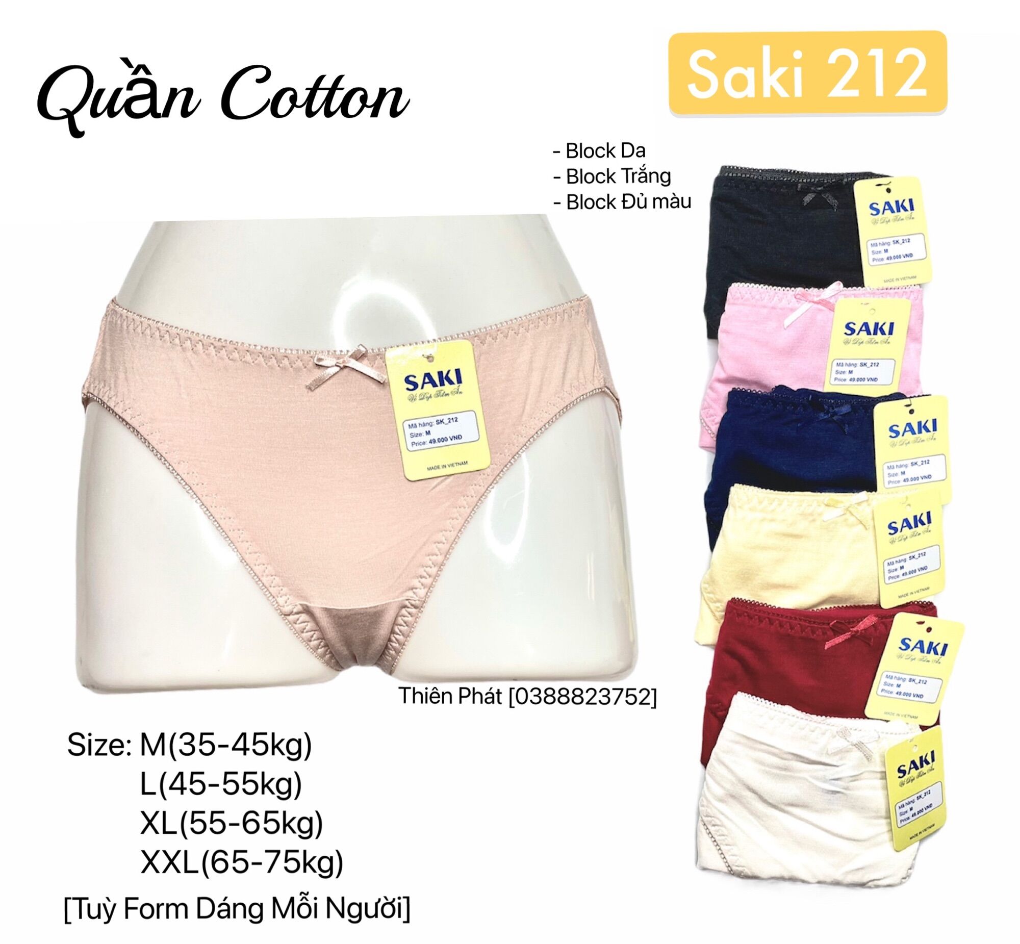 🔮 quần saki cotton trơn -