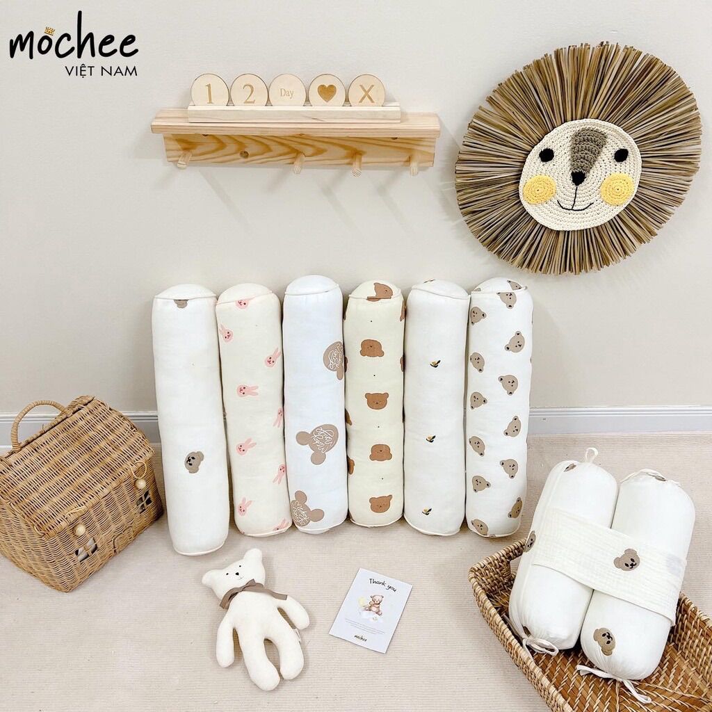 Gối ôm muslin mochee cho bé 15x50cm