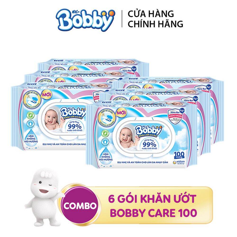 Combo 6 gói khăn ướt bobby không mùi