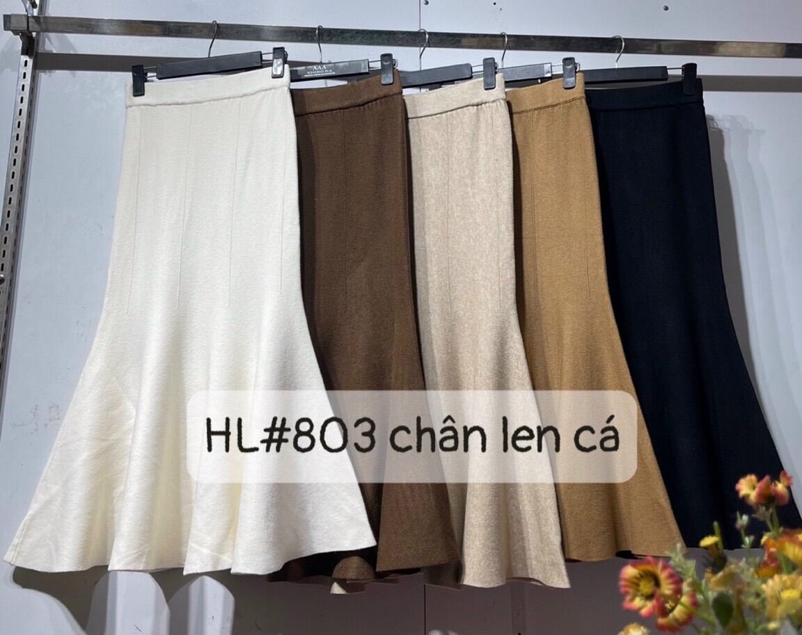 #803 Chân váy len đuôi cá dáng dài 80cm hàng Quảng Châu