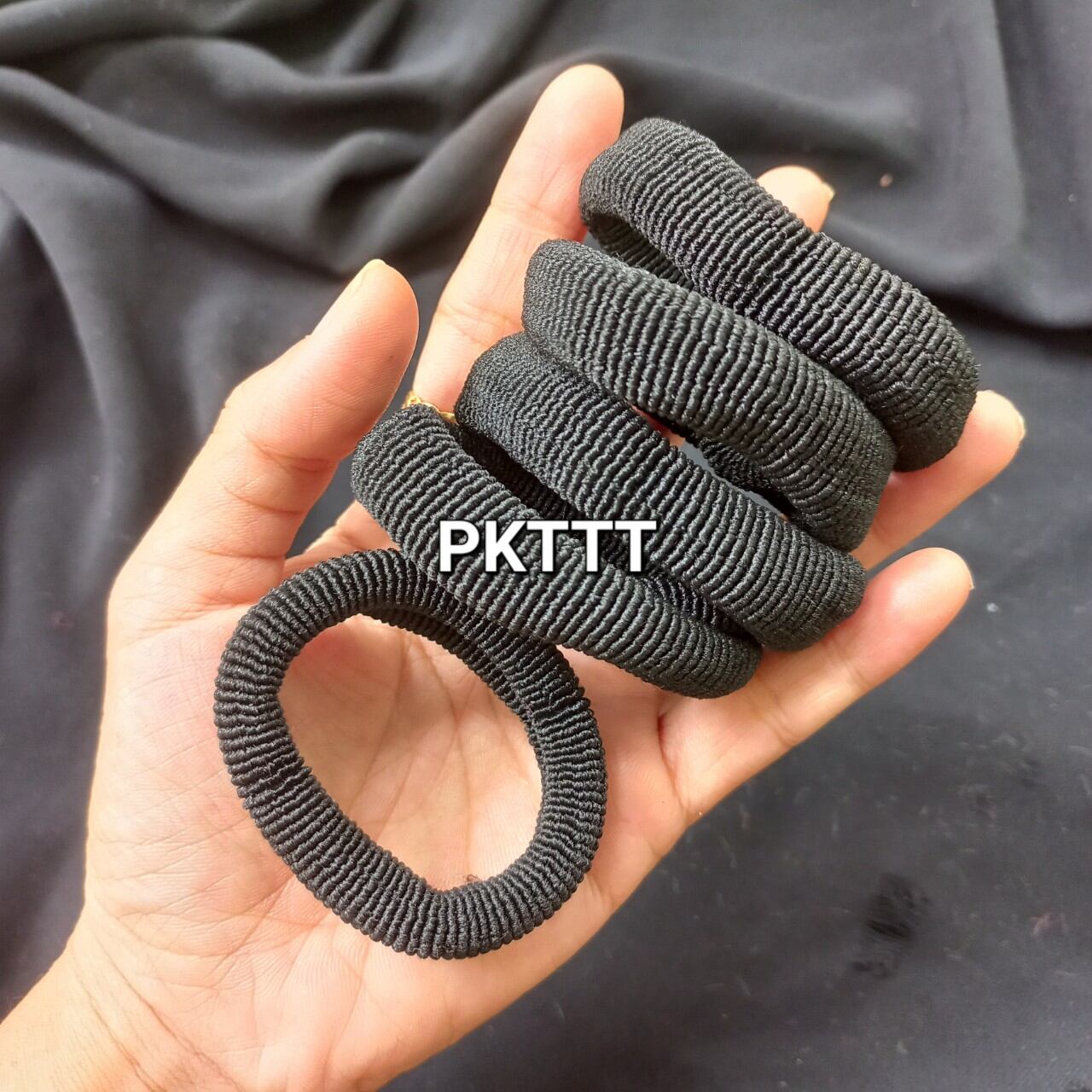 Túi 10 Thun cột tóc màu đen (bản 1.2cm-1.5cm)