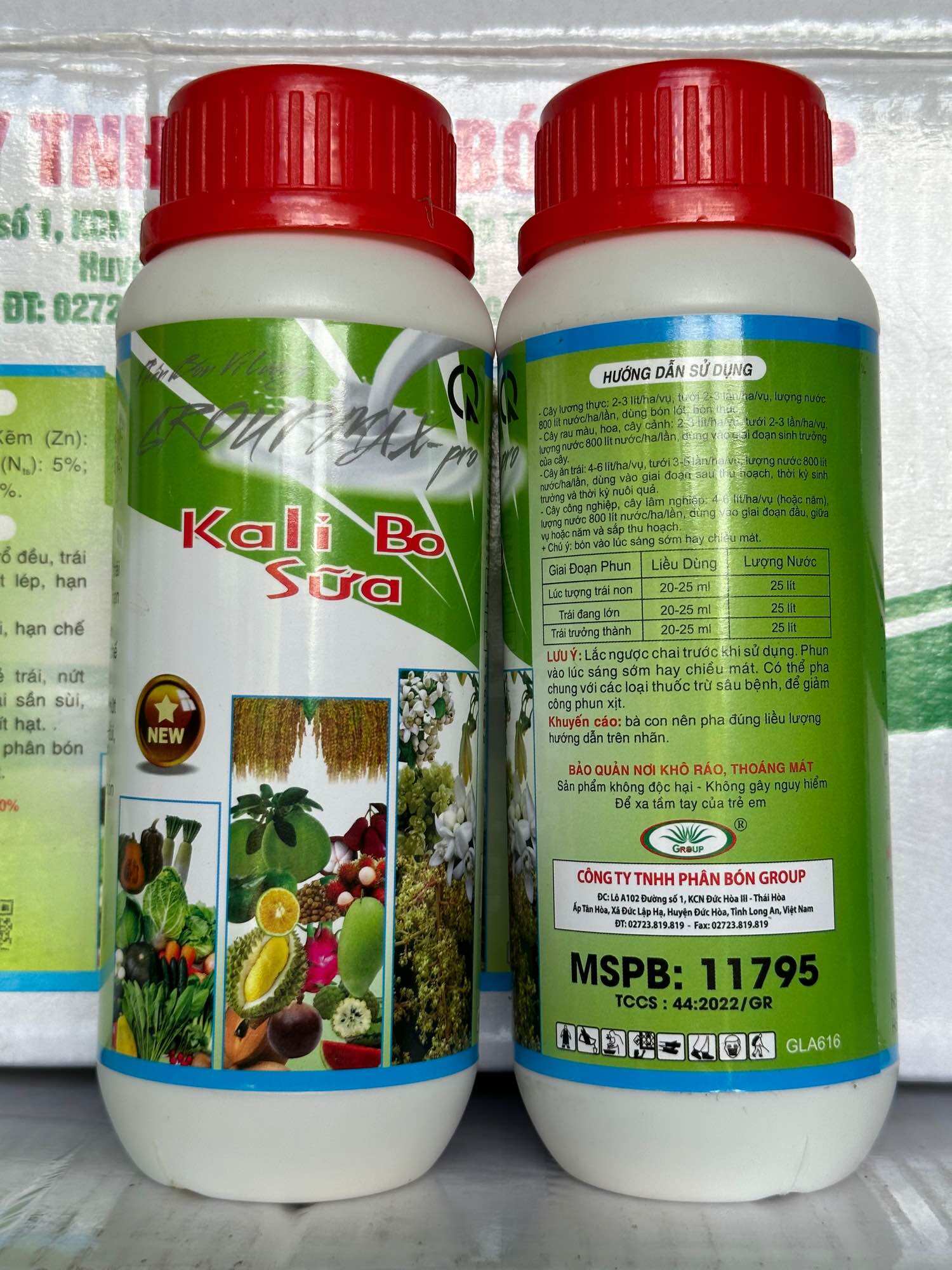 Phân bón lá KALI BO SỮA chai 500ml giúp tăng đậu trái lớn trái lớn đòng no hạt vô gạo nhanh tăng thụ phấn chống rụng bông
