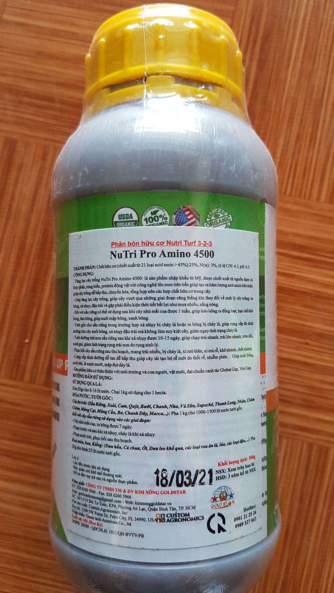 Phân bón hữu cơ Nutri Pro Amino 4500 giúp mập bông, tái tạo rễ dùng cho sầu riêng