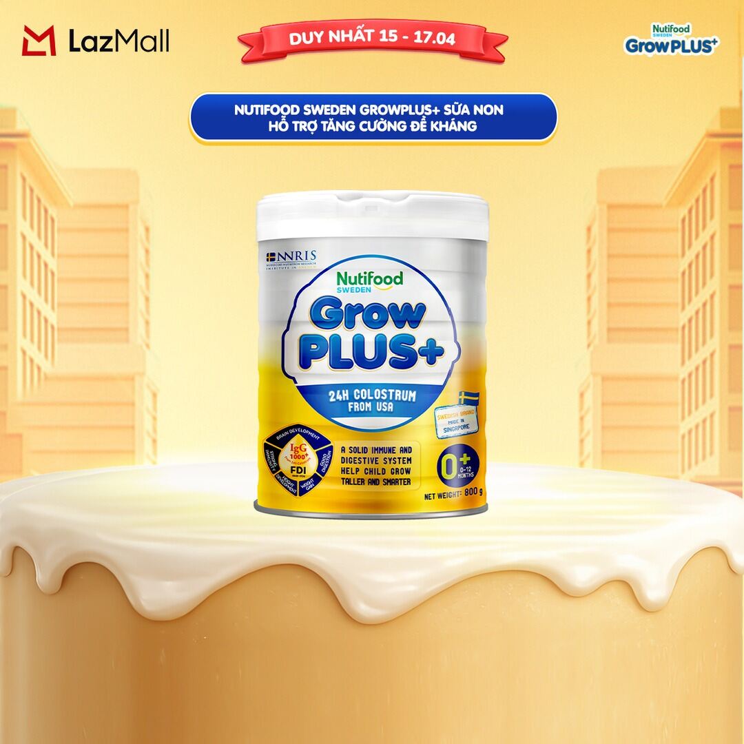 Sữa Bột Nutifood GrowPLUS+ Sữa Non - Hỗ Trợ Tăng Cường Đề Kháng 0-12 Tháng Tuổi - Tăng Cường Hệ Miễn Dịch, Tiêu Hóa Tốt (Lon 800g)