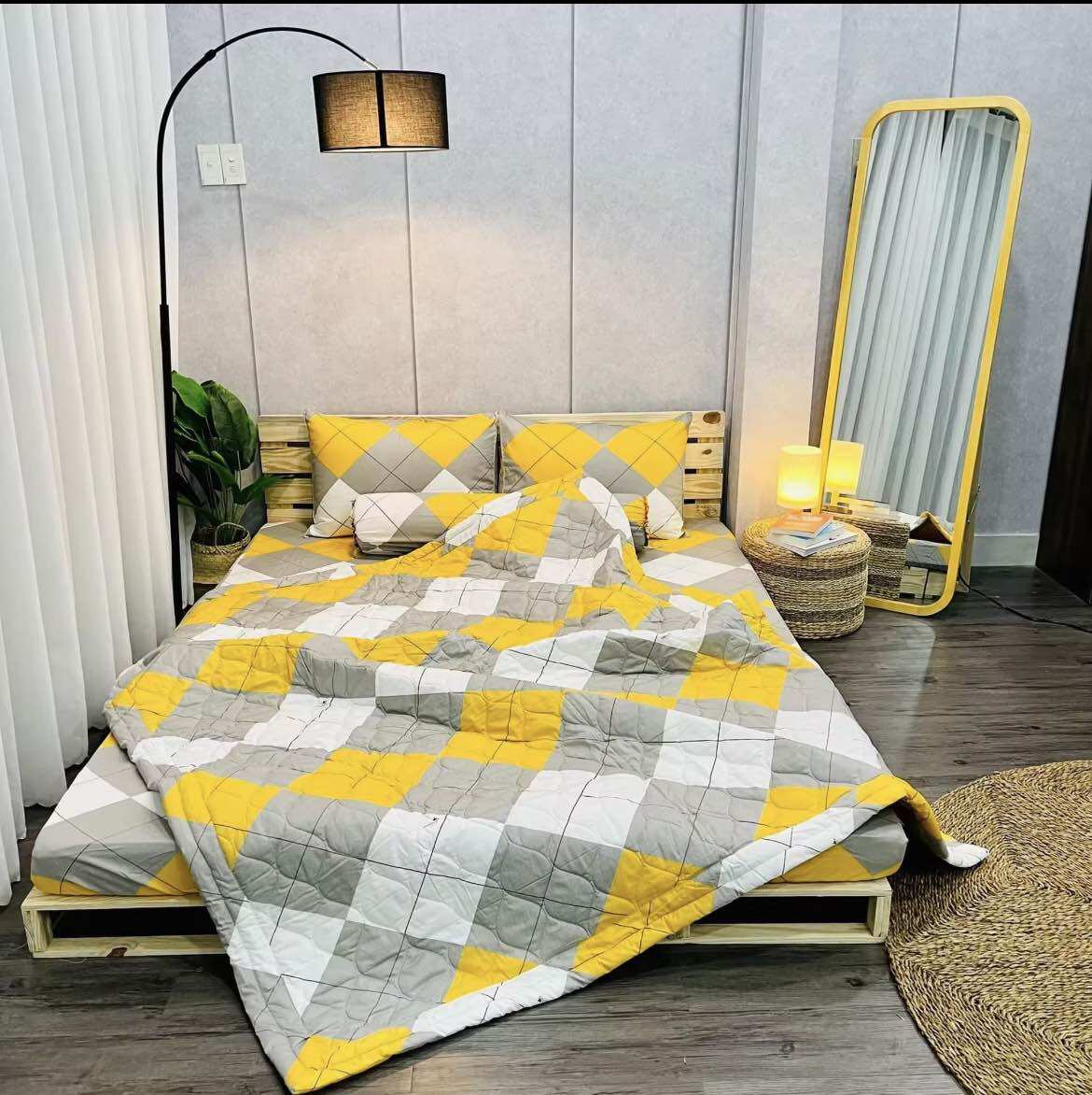 Bộ Ga gối cotton Thắng Lợi - caro