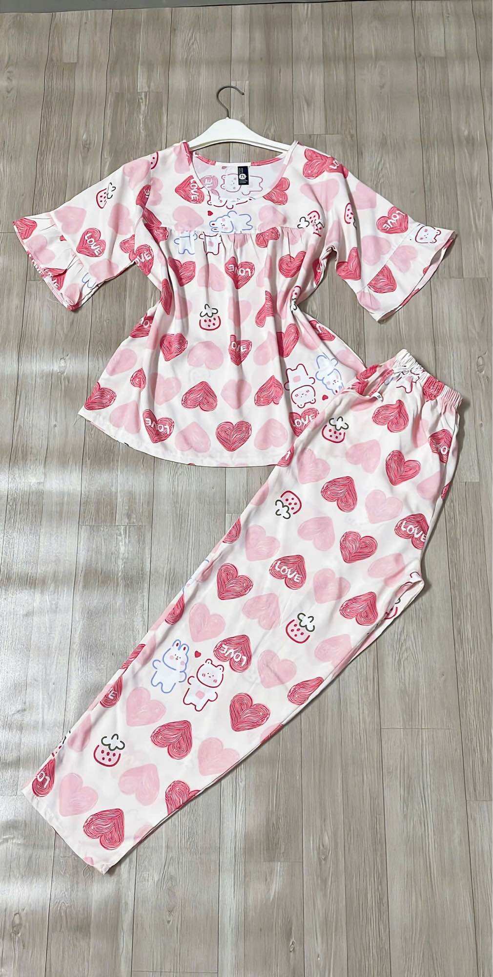 Bộ tole tay lỡ quần dài 47-74kg có size, bộ đồ mặc nhà cho nữ