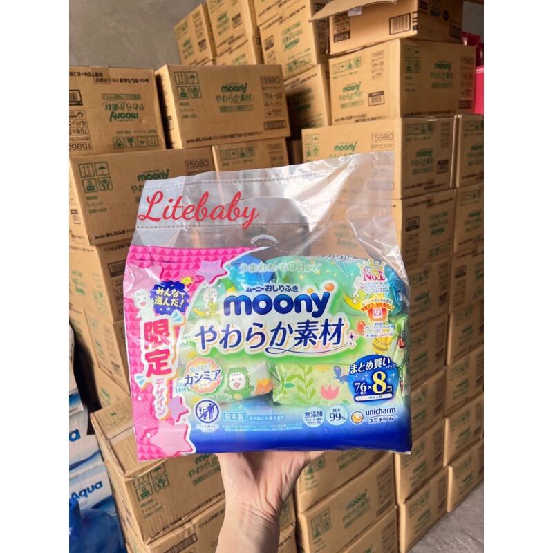Giấy ướt (khăn ướt) Moony nội địa Nhật 76 tờ (SX 2023)