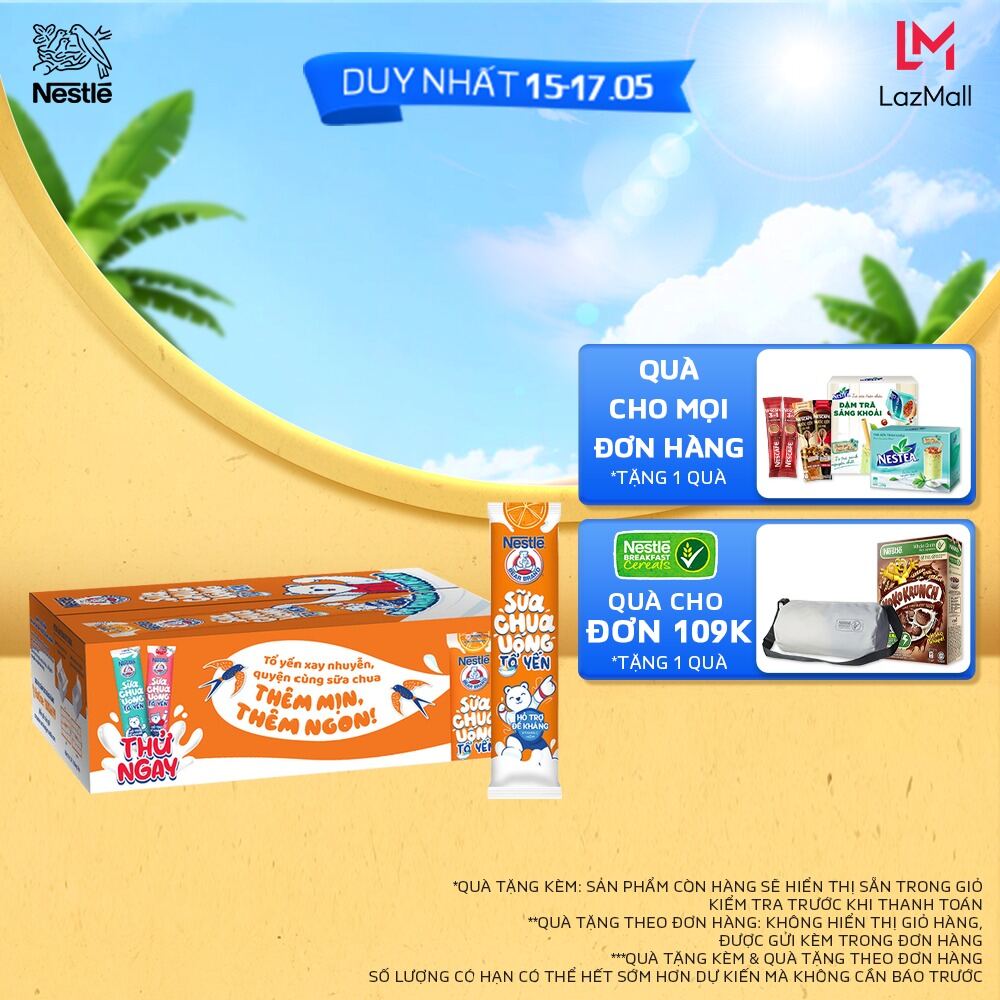 Thùng 28 gói Sữa chua Tổ Yến Nestlé Gấu Hương Cam 28x75ml