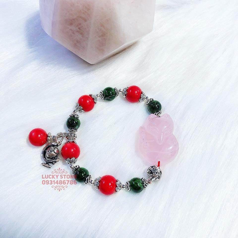[HCM]vòng tay phong thủy dá cẩm thạch  charm bạc