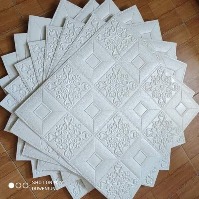 Combo 90 tấm xốp dán tường Hoa Văn tim 70x70cm